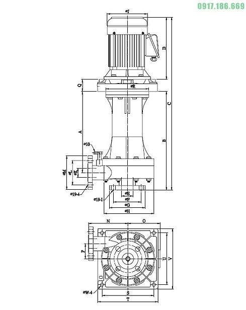 Bơm hóa chất 3.7kw buồng ngâm trong bể KD50-VK55