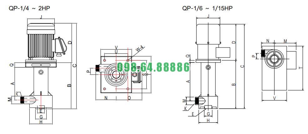 Bơm trục đứng thân nhựa QP-20SK-1-8