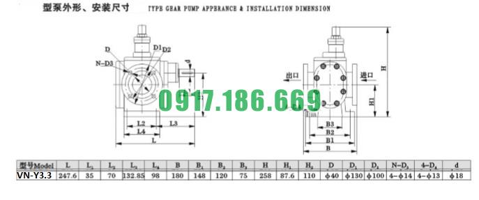 Bơm bánh răng 3,3m3 áp suất nén 6kg/cm2